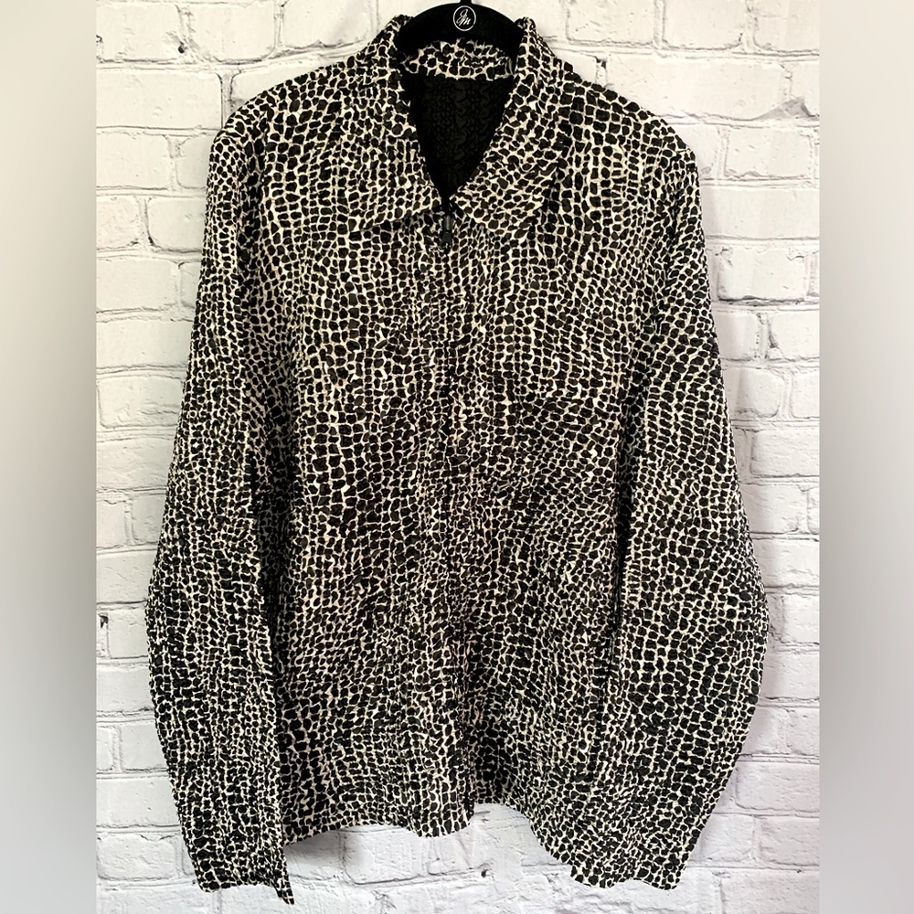 Charter Club Reversible Animal Print Black White Full Zipper Jacket XL